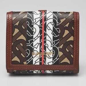 Burberry Brown/Black Monogram Coated Canvas TB Compact Wallet